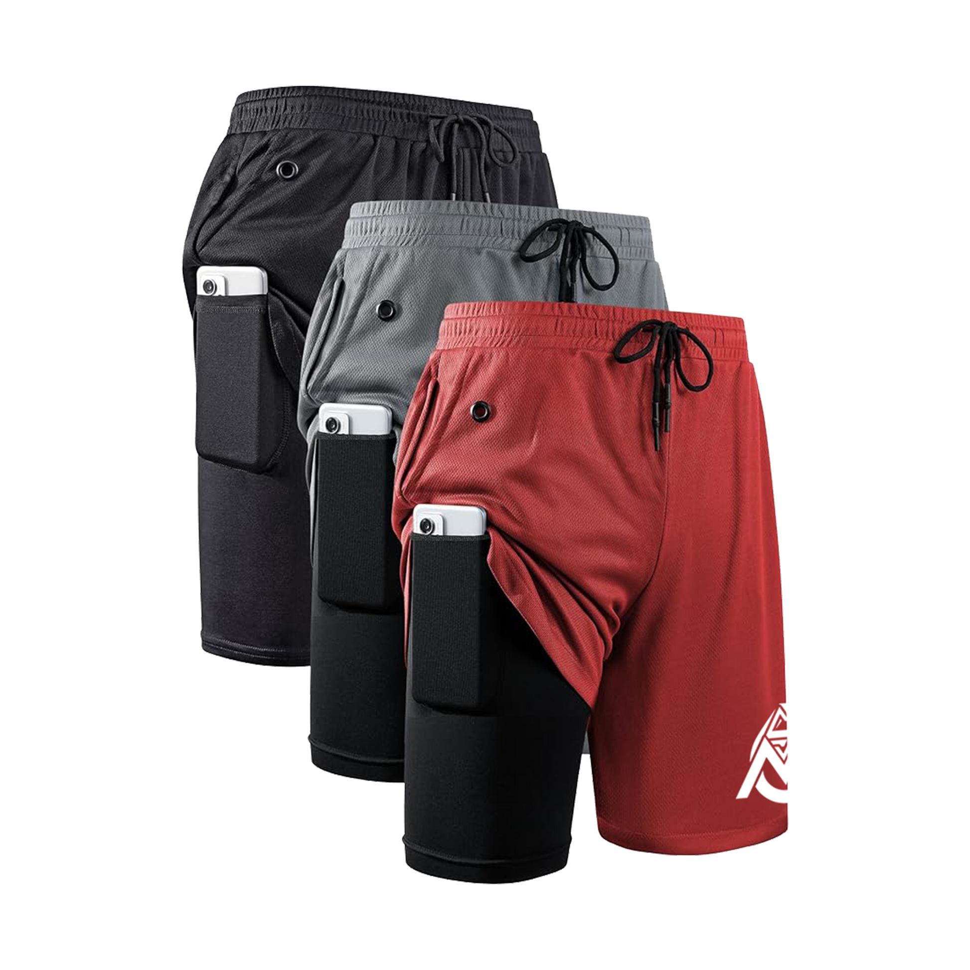 3 Pack Running Shorts Athletic workout with side pockets