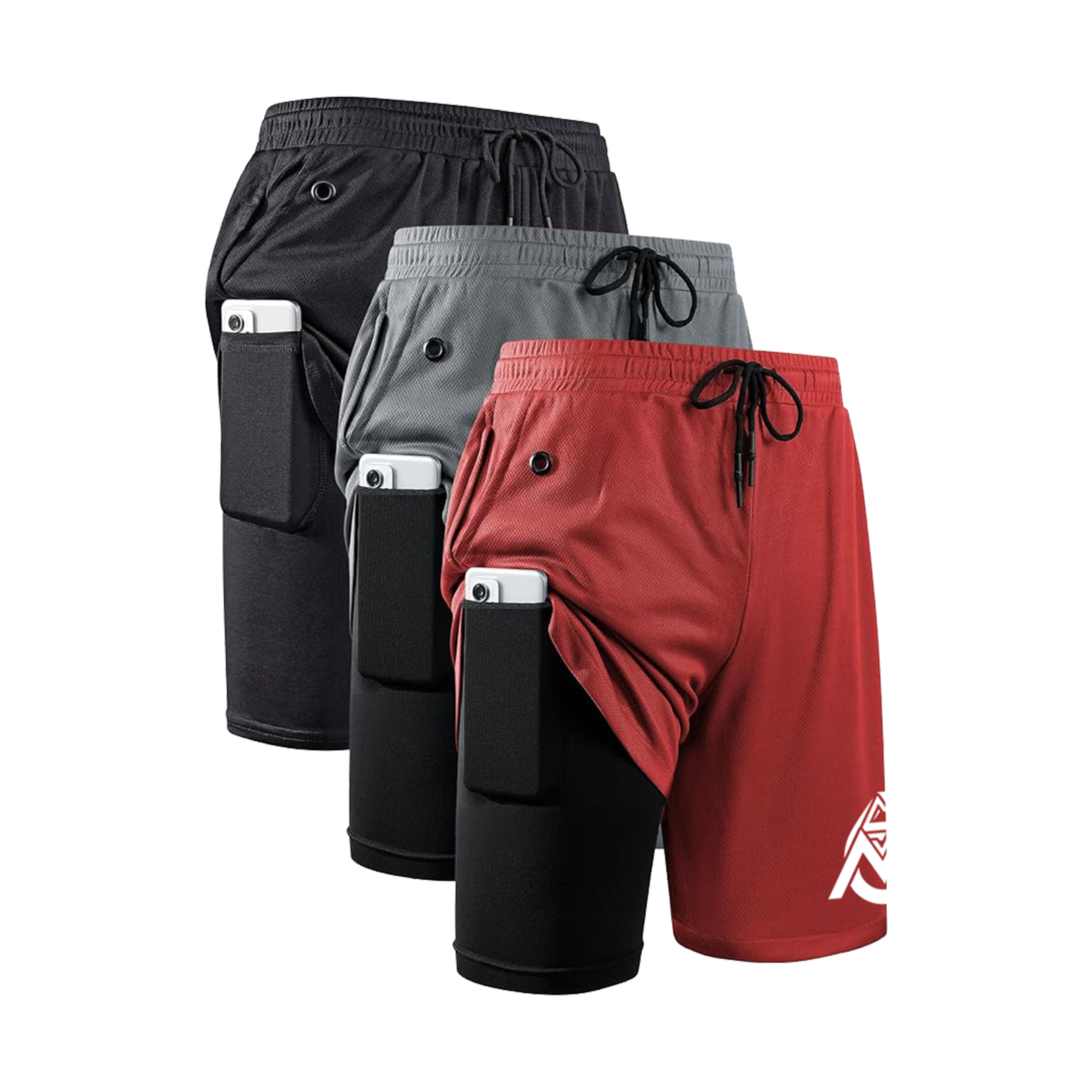 3 Pack Running Shorts Athletic workout with side pockets